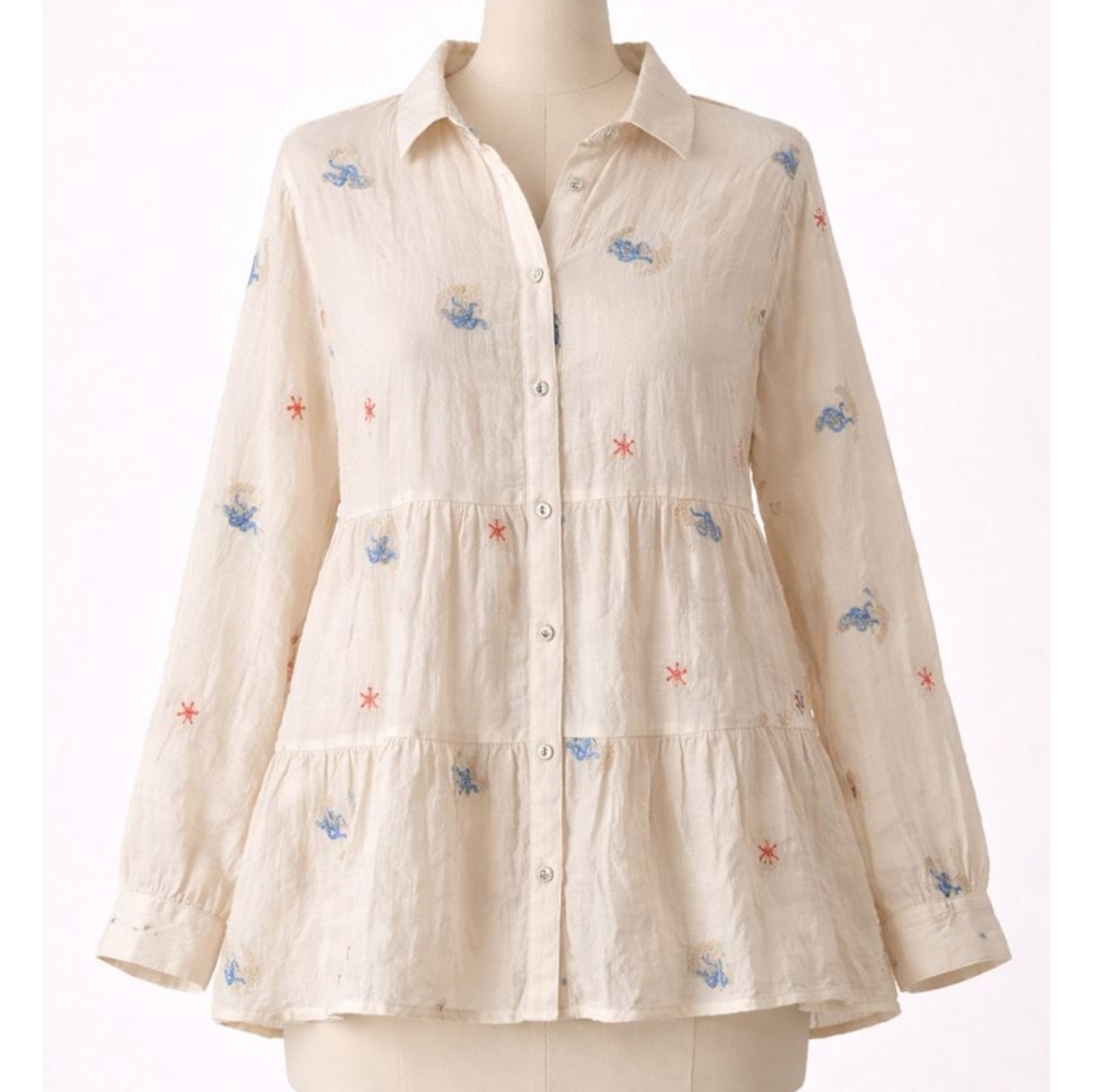 HOPE SPRINGS TIERED GAUZE NAUTICAL THEME TOP